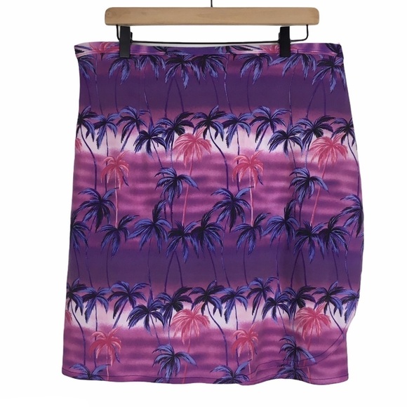 VINTAGE Waikiki Hawaii Set Top Wrap Skirt Tropical Palm Trees Beach Size Large - Picture 6 of 16